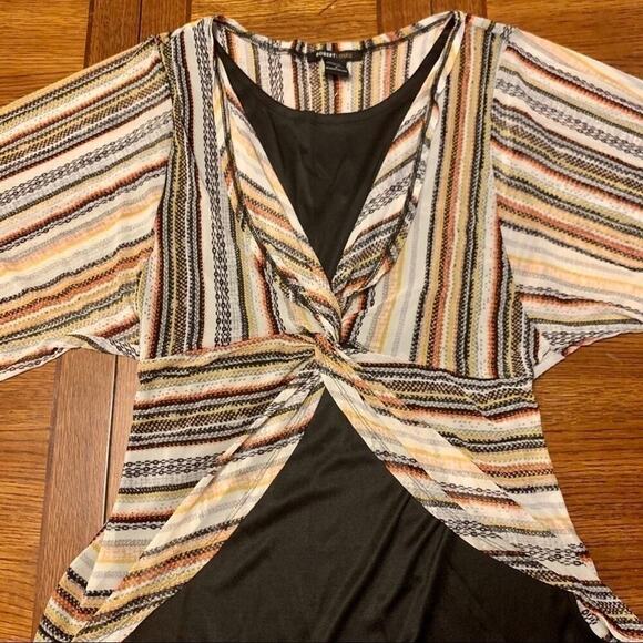 ROBERT LOIS Super Soft Black Yellow Cream Mixed Media Top Size Small NWT - Picture 7 of 10